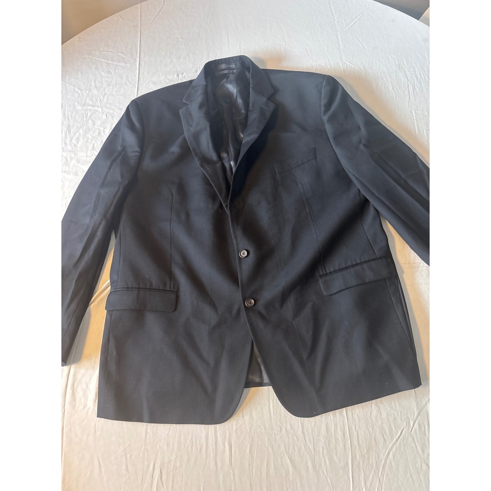 Lauren Ralph Lauren Blazer Mens 50L Black 100% Wool Two Button Jacket